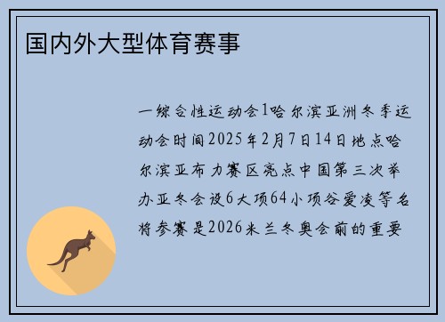 国内外大型体育赛事